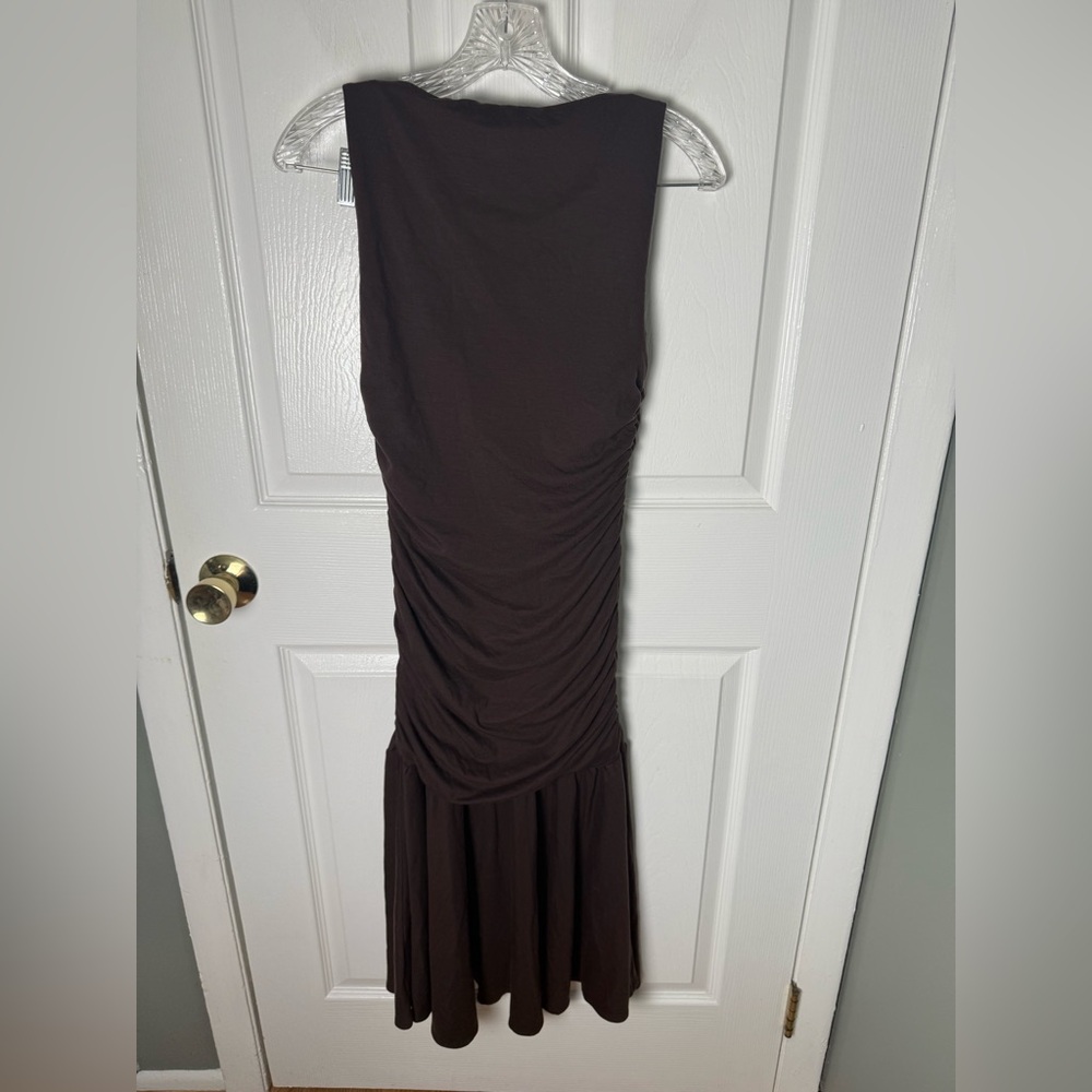 Reformation Kayla Ruched Knit Dress in Mole Brown S - Picture 4 of 7